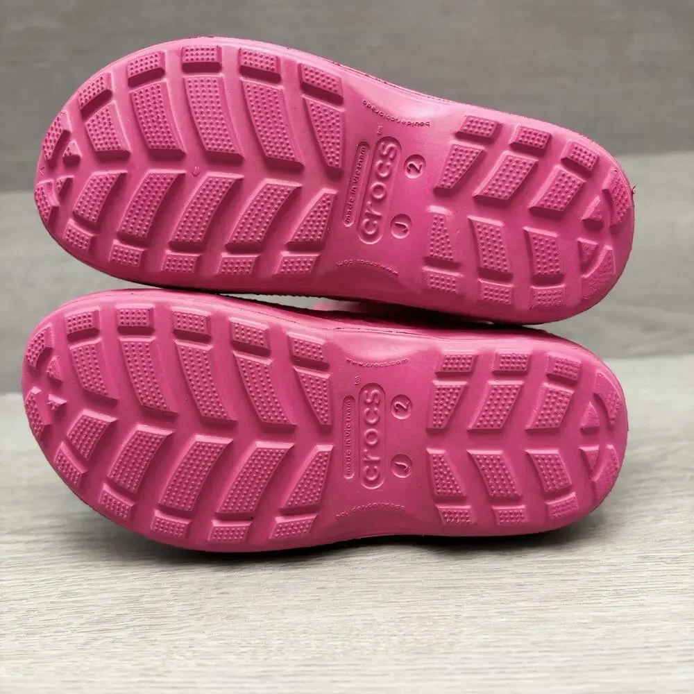 Crocs Rain Boot Handle It Pink Crush Pull On Waterproof Rain Boot Girls Size 2